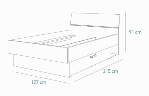 Composad Lafabrica letto una piazza e mezza rovere grigio