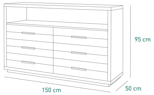 Composad cassettiera 6 cassetti e vano rovere e grigio
