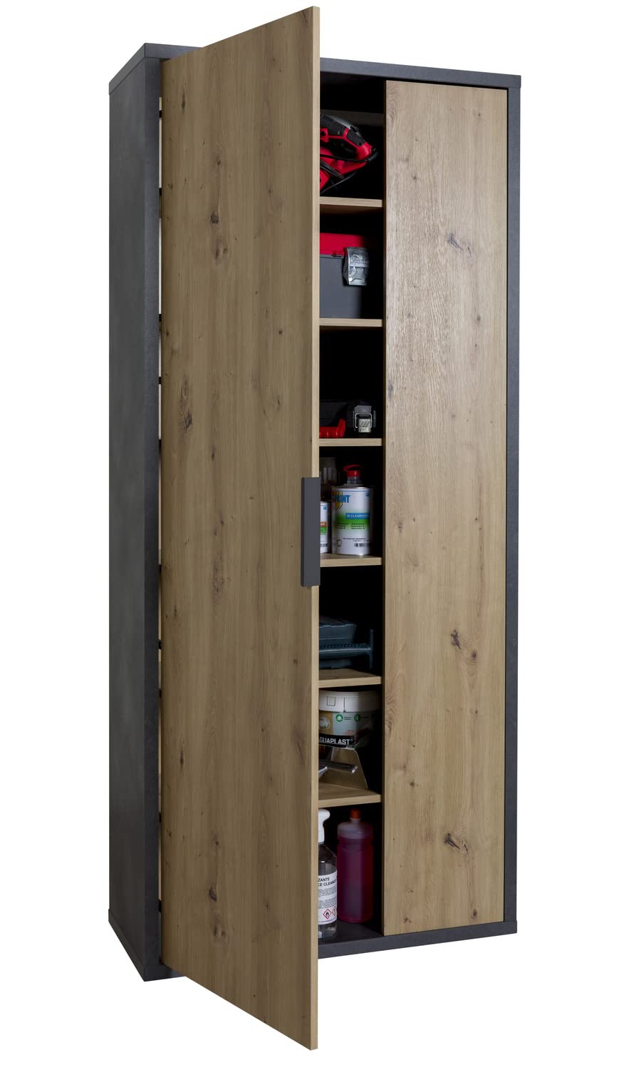 Composad Segno Armadio 2 Ante 6 Ripiani Rovere Grigio 85 cm