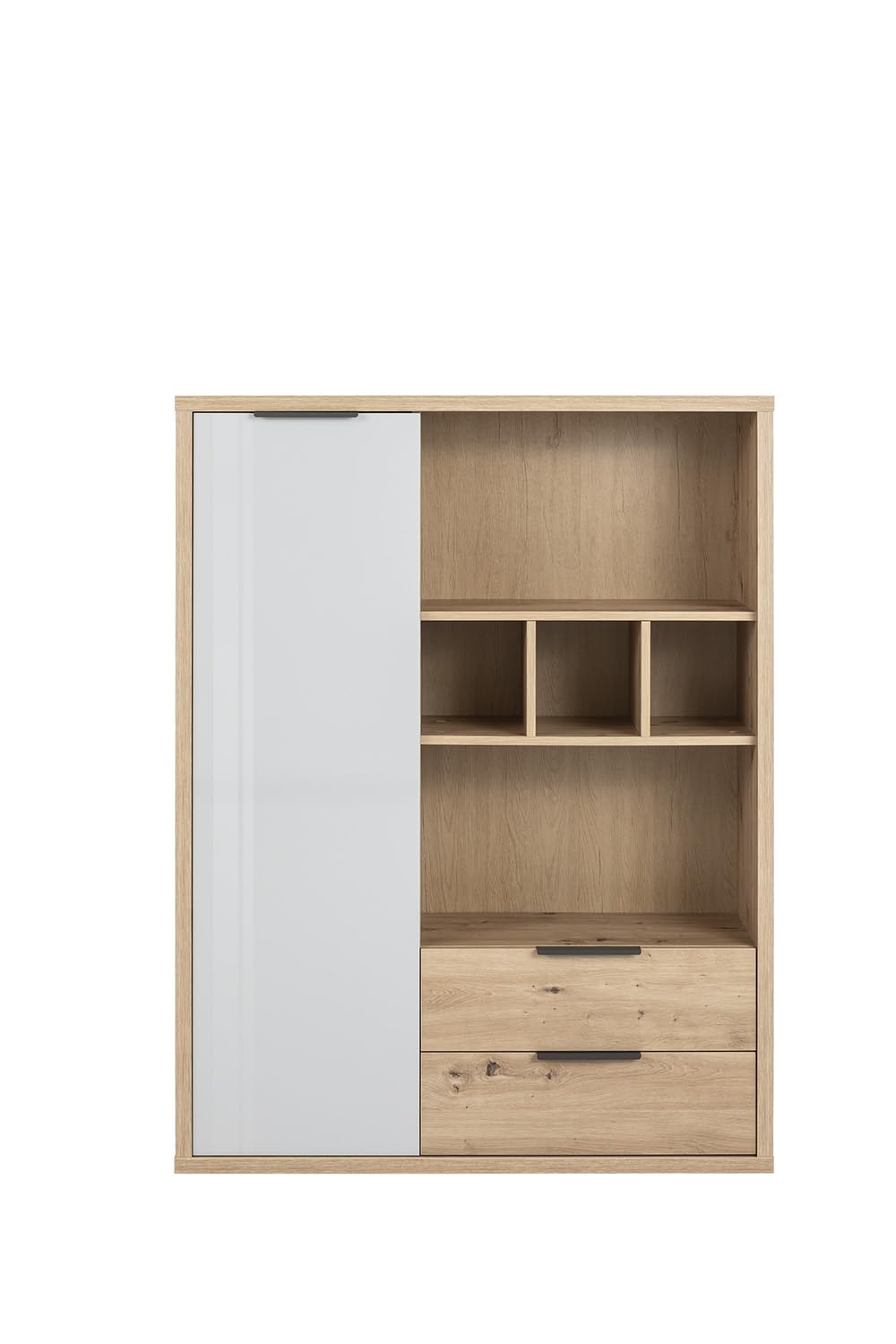 Composad Velata Libreria 1 Anta 2 Cassetti Rovere Grigio 109 cm