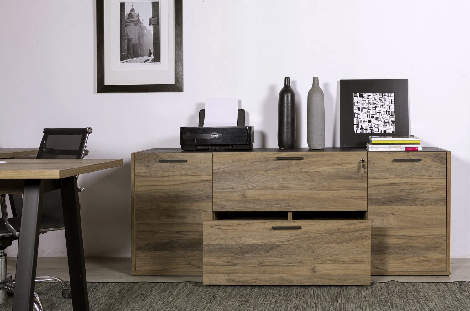 Composad Davinci Brera Cassettiera 2 Ante 2 Cassetti Noce Nero