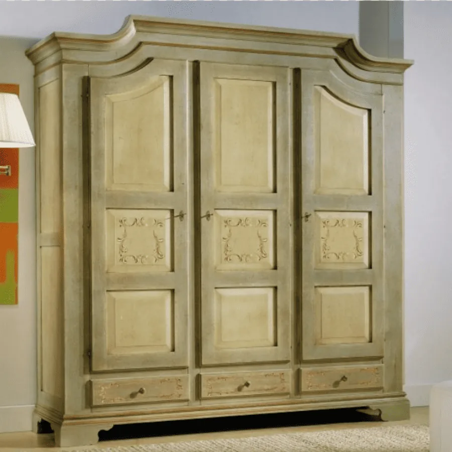Epocantica Piemontese armadio 3 porte verde dipinto mano