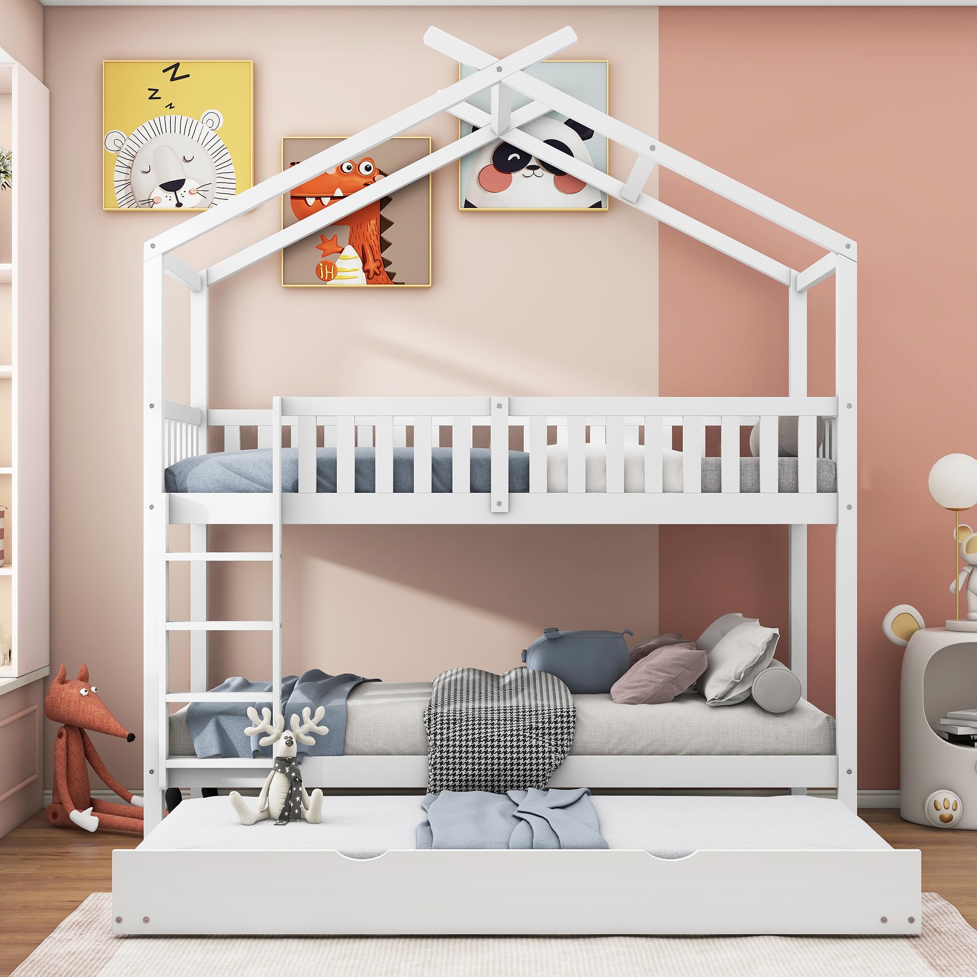 Dolamani letto a castello 90x200 con estraibile bianco