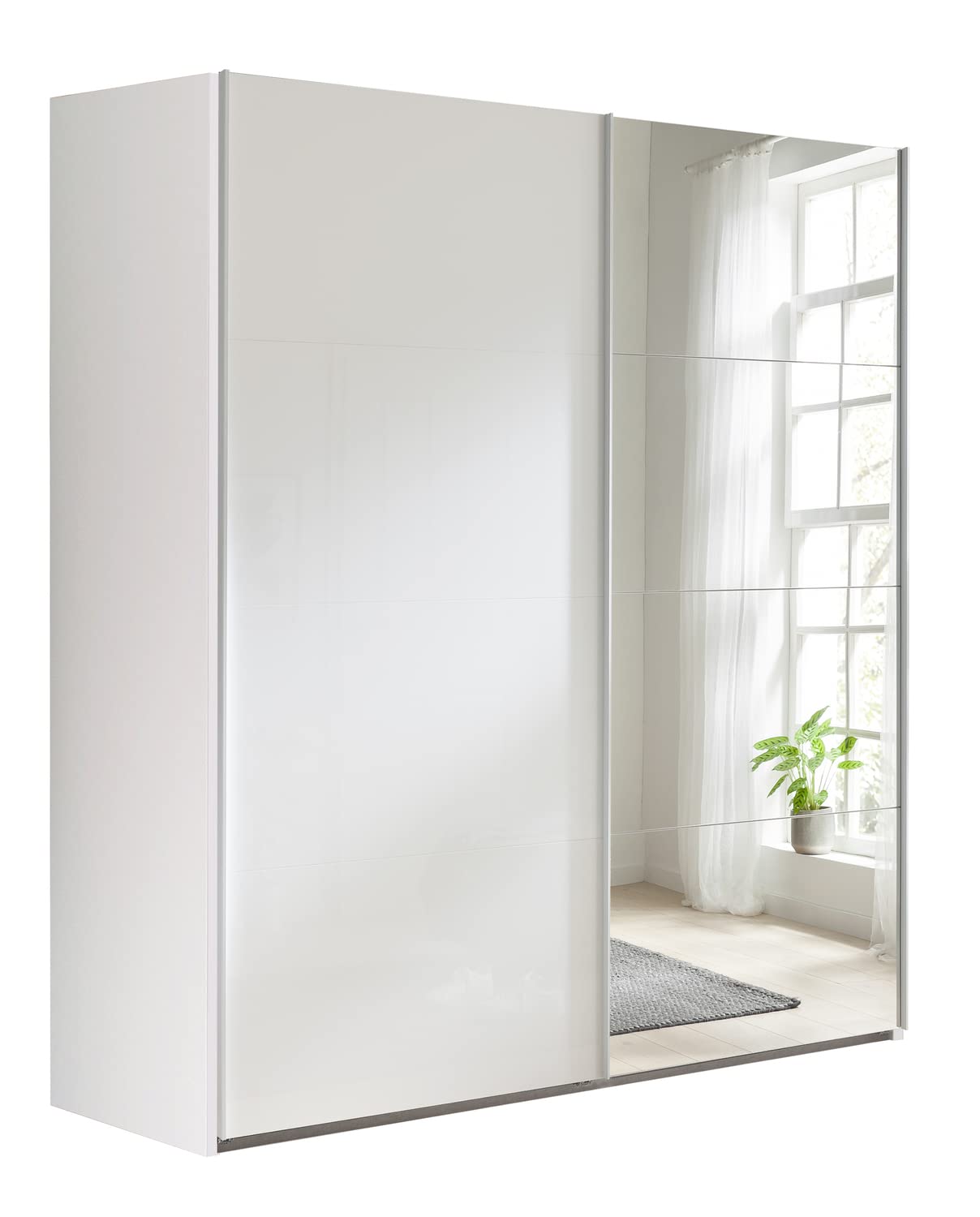 Composad Systema Armadio 2 Ante Scorrevoli 200 cm Bianco Specchio
