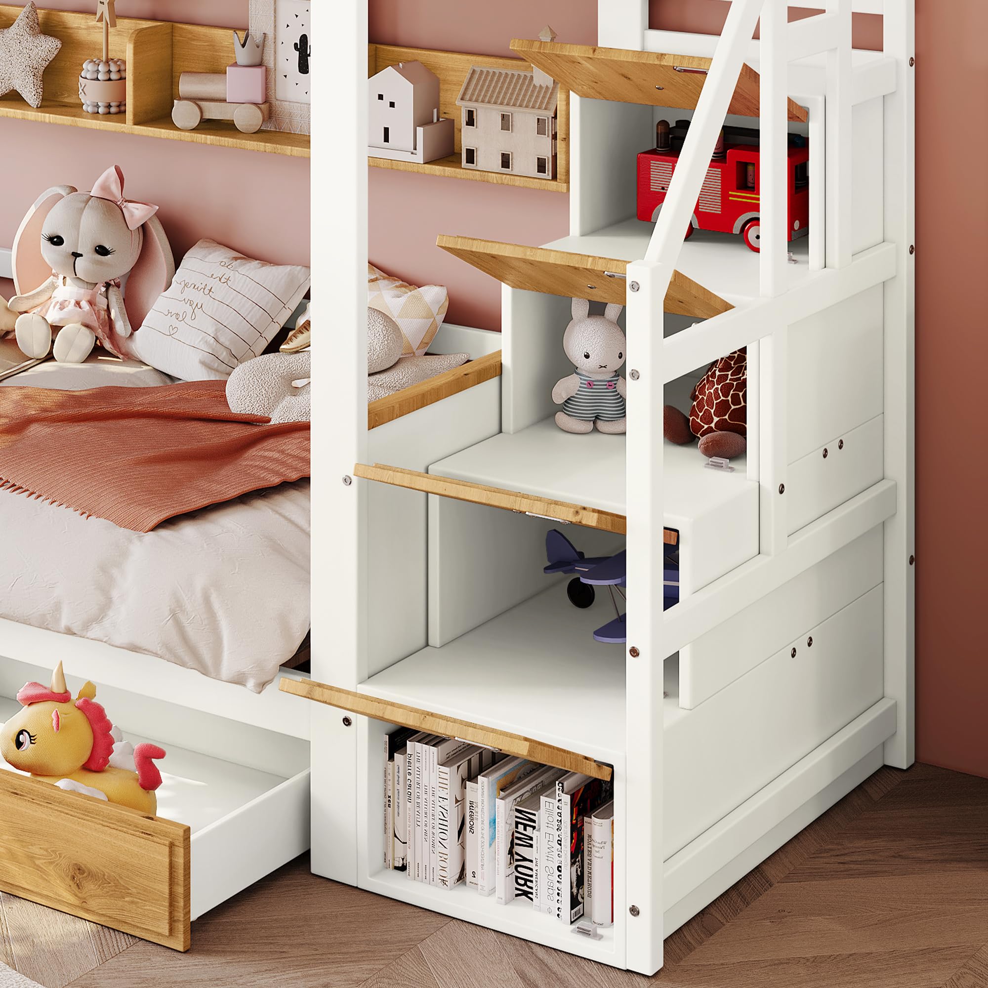 Dolamaní Letto a Castello 90x200 Scala 4 Vani Bianco Naturale