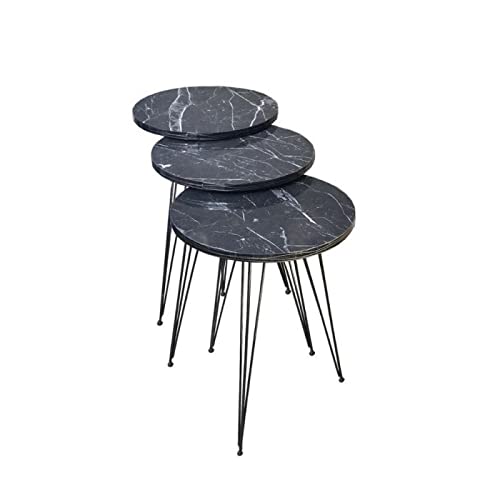 Iperbriko Terek P181 Set 3 Tavolini Caffè Neri