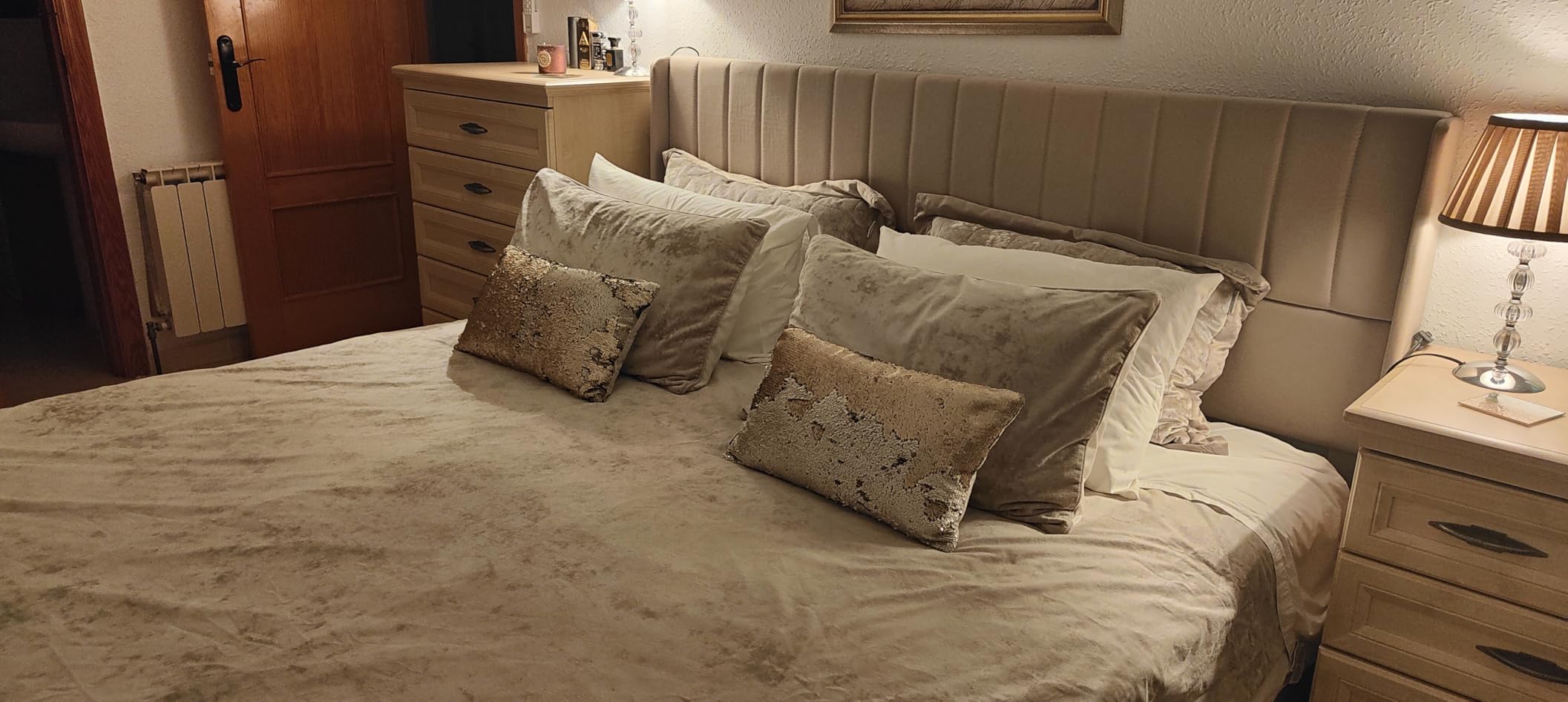 Dolamaní Letto Matrimoniale 180x200 Beige in Lino con Contenitore