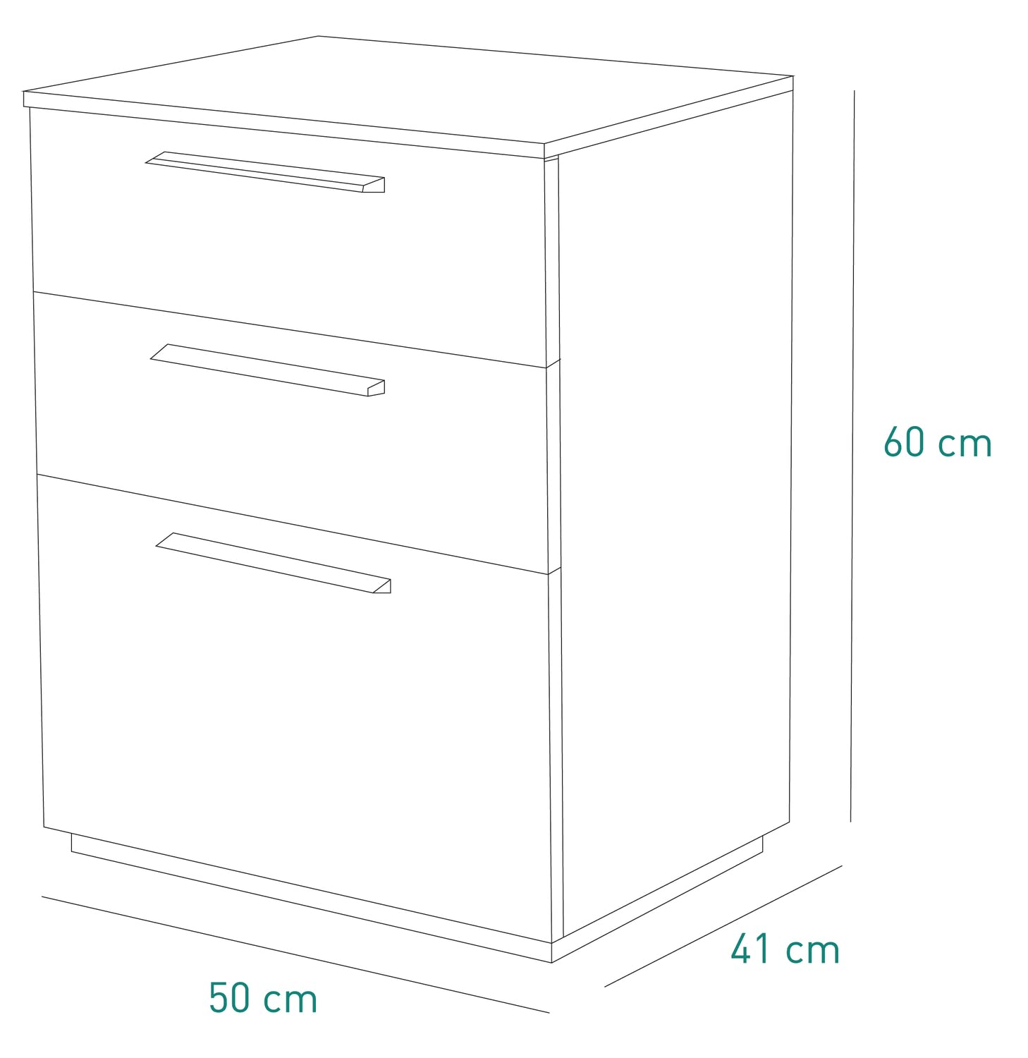 Composad Semplice Comodino 3 Cassetti Bianco Laccato