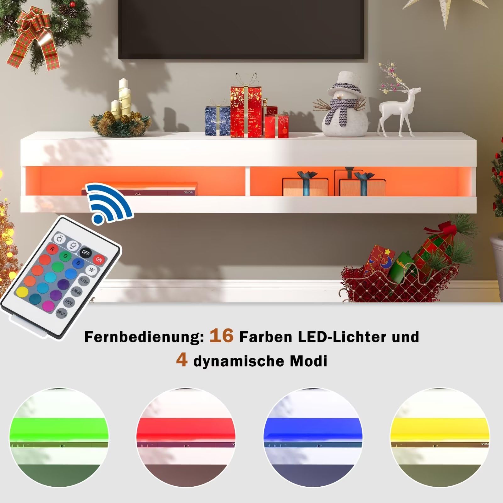 Dolamaní mobile TV bianco 140 cm sospeso