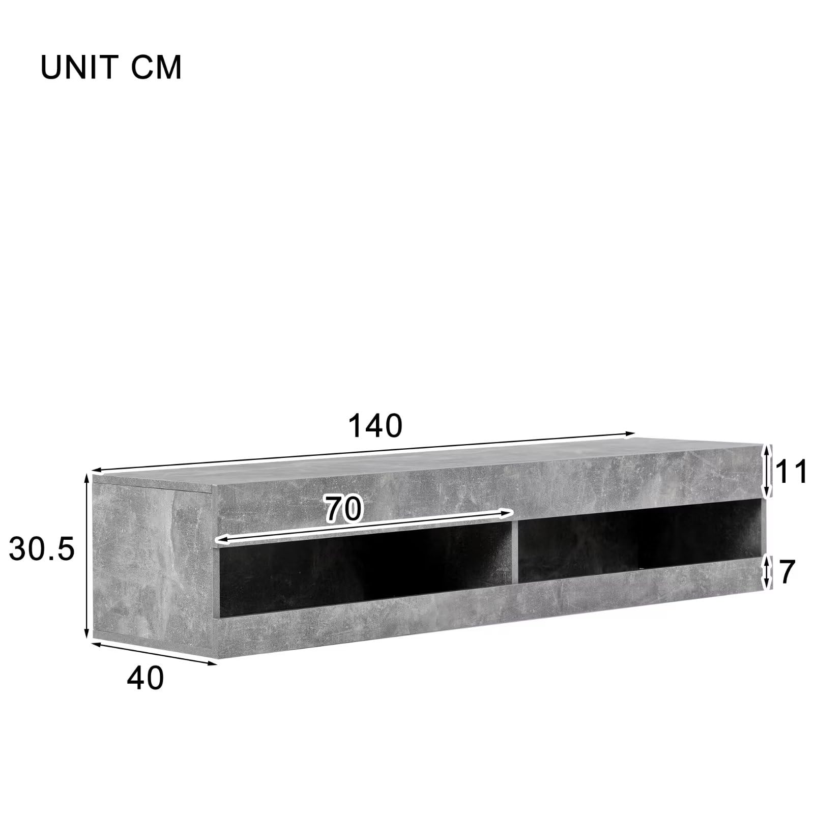 Dolamaní mobile TV grigio 140 cm sospeso
