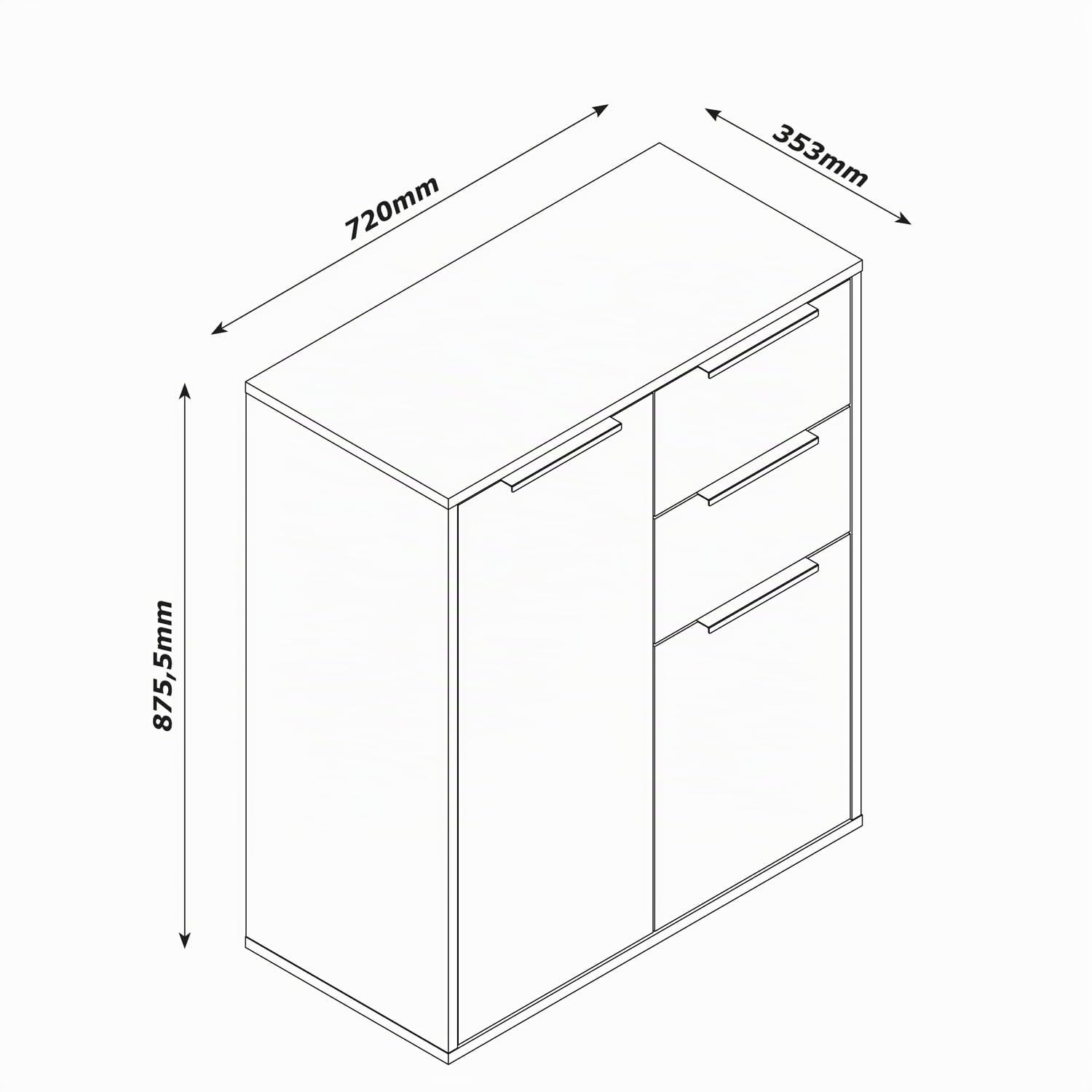 Composad Espresso mobile 2 ante 2 cassetti 72x88x35 cm rovere miele