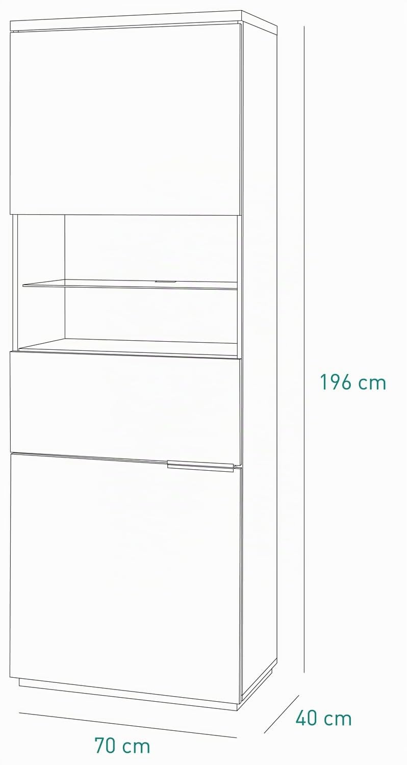 Composad Mundi Vetrina 2 Ante 70 Rovere Miele Bianco