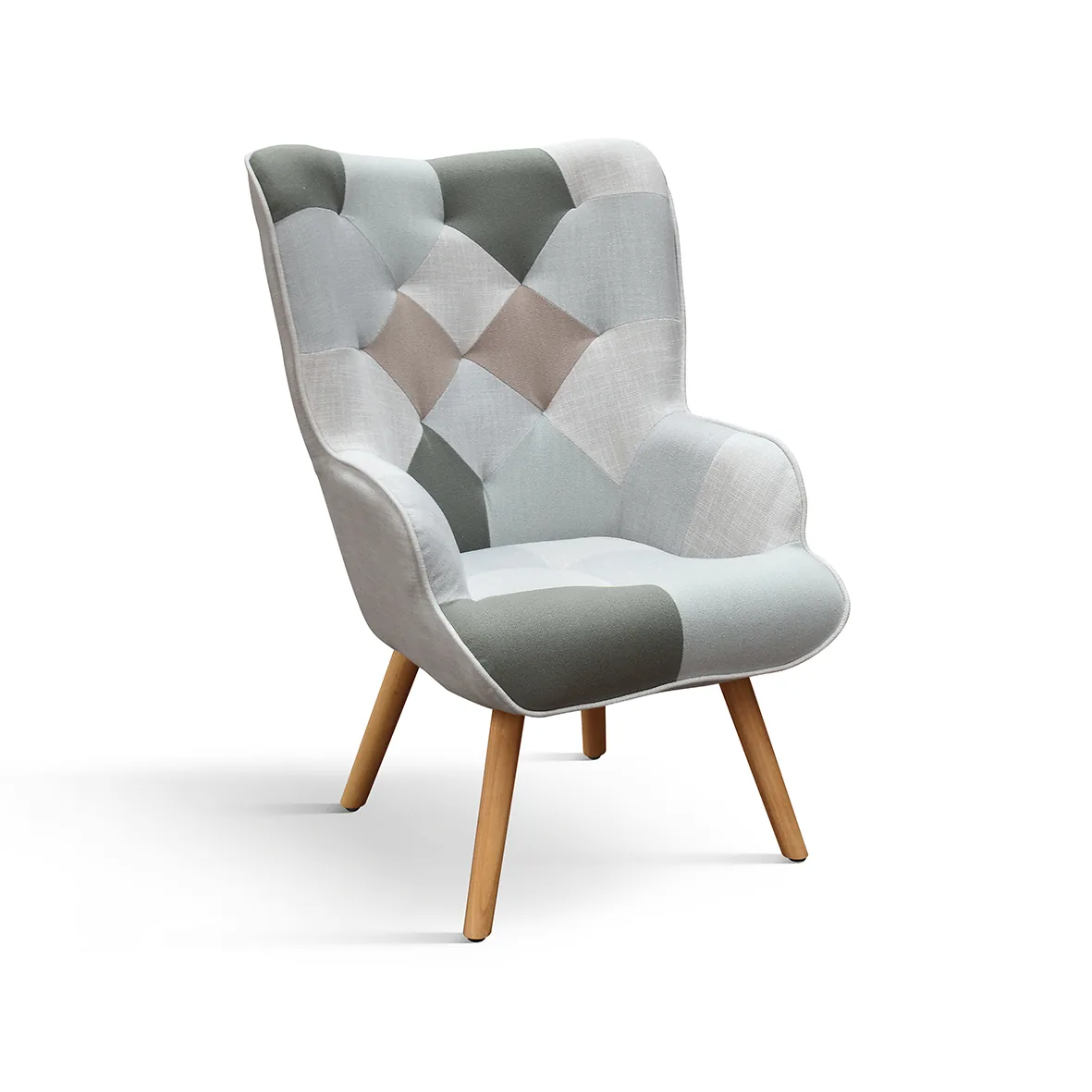 Epocantica Mila poltrona patchwork grigio e verde