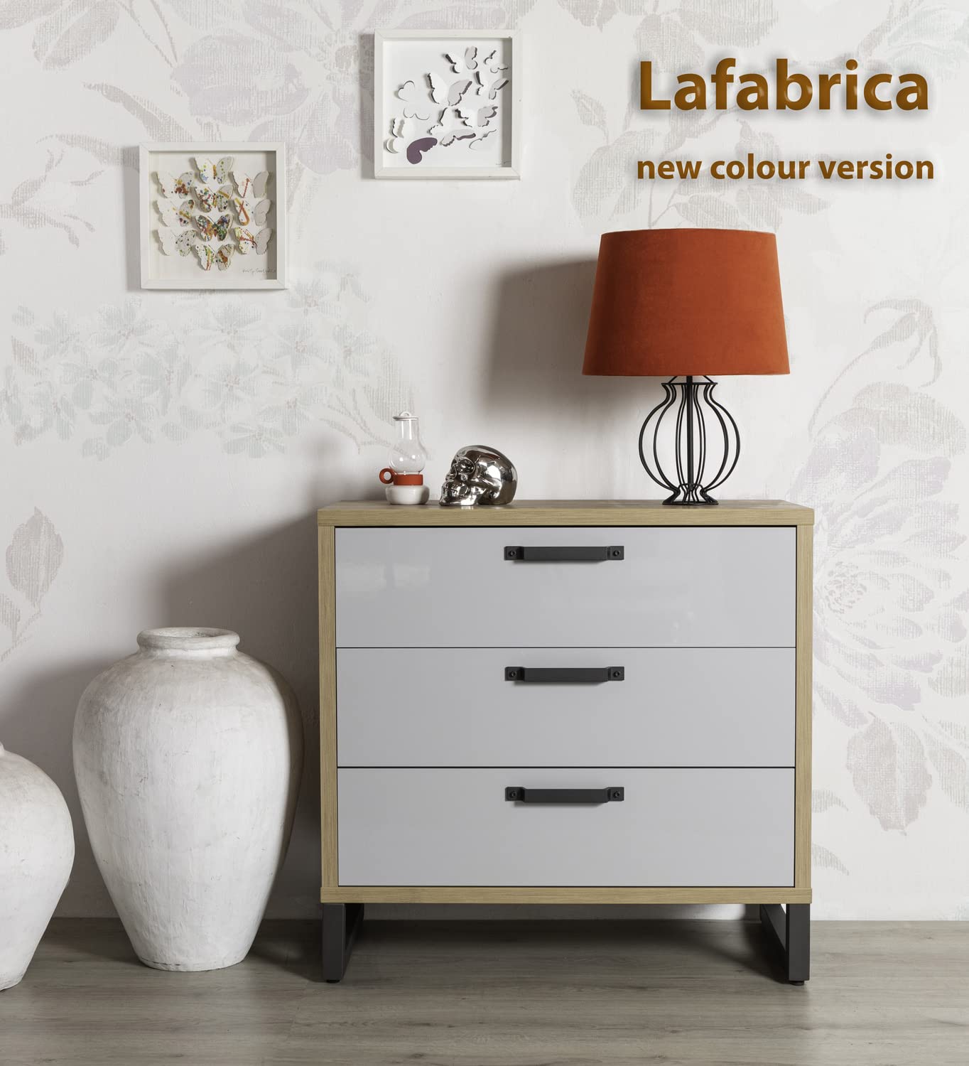 Composad LaFabrica cassettiera 3 cassetti rovere grigio