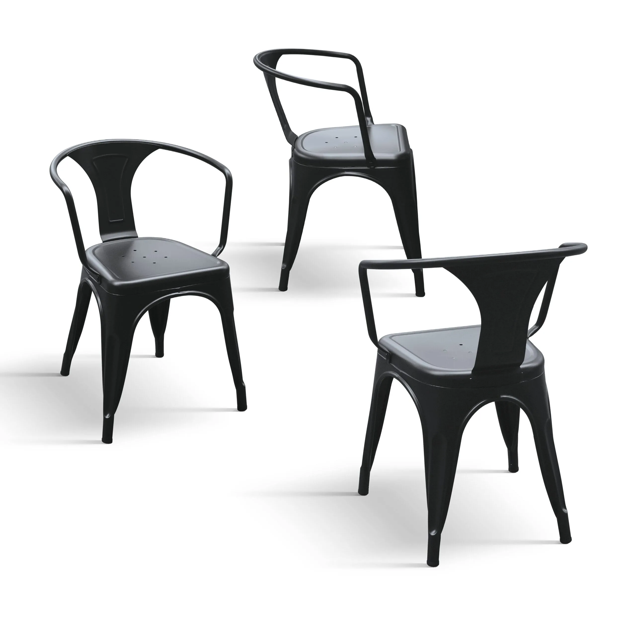 EPOCANTICA Set 4 Sedie Metallo con Schienale grigio