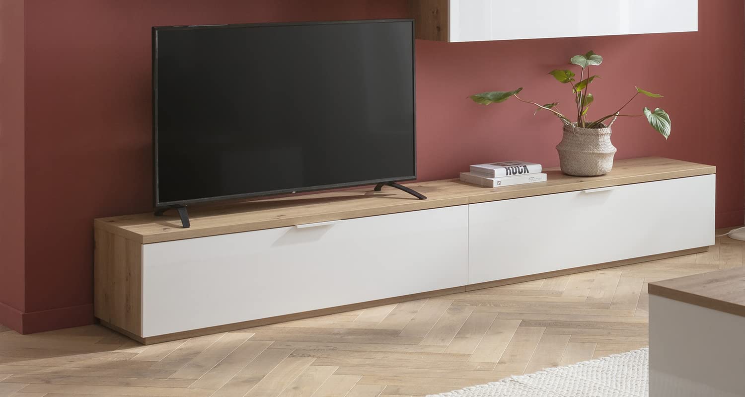Composad Mundi Mobile Porta Tv 2 Ribalte Rovere e Bianco 270 cm