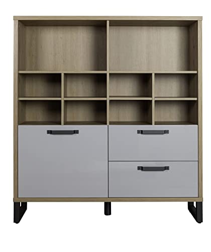 Composad LaFabrica Libreria 2 Cassetti 1 Anta 10 Vani Rovere Grigio
