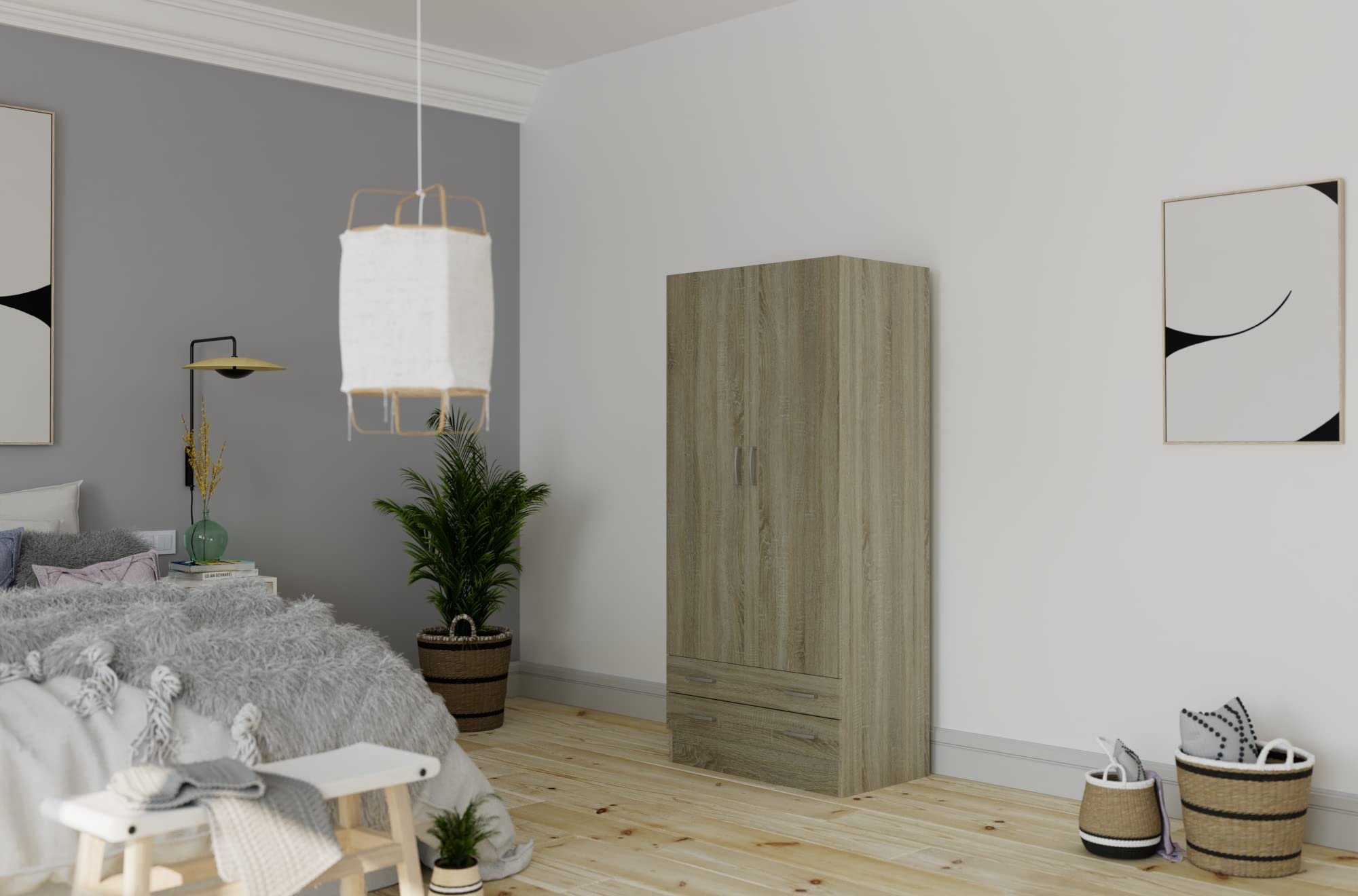 Composad Facile Armadio 2 Ante 2 Cassetti Rovere Sonoma 82x184 cm