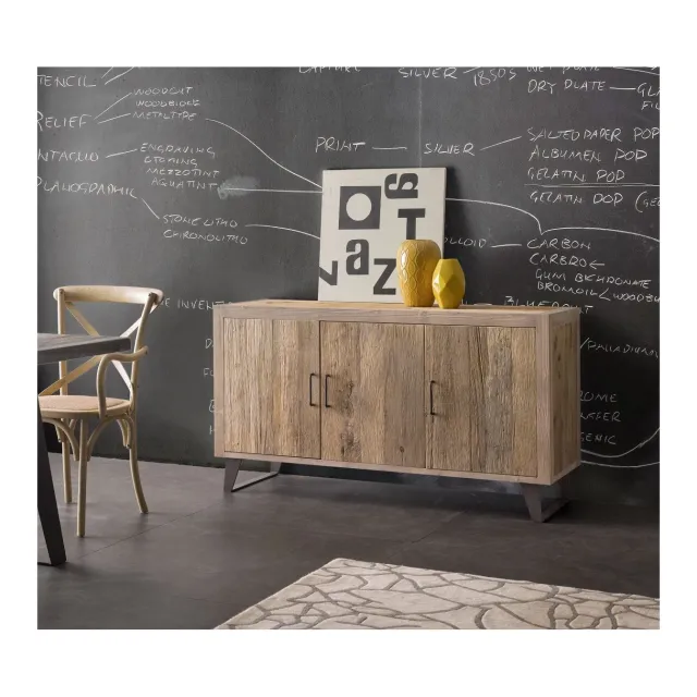 Epocantica Ontano Beige 3 Porte Credenza 152 cm Gambe Ferro