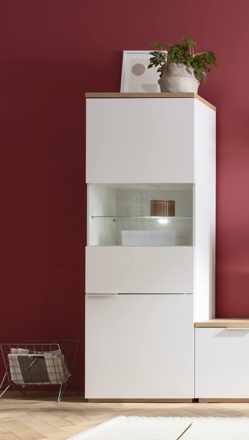 Composad Mundi Vetrina 2 Ante 70 Rovere Miele Bianco