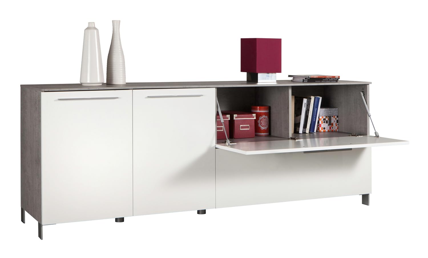 COMPOSAD Modello madia soggiorno bianco grigio 210 cm