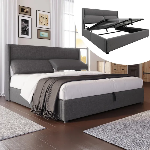 Dolamaní letto matrimoniale contenitore 160x200 grigio lino