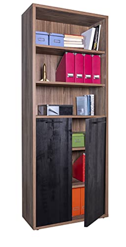 COMPOSAD DAVINCI Libreria Alta 2 Ante 3 Vani Noce e Nero