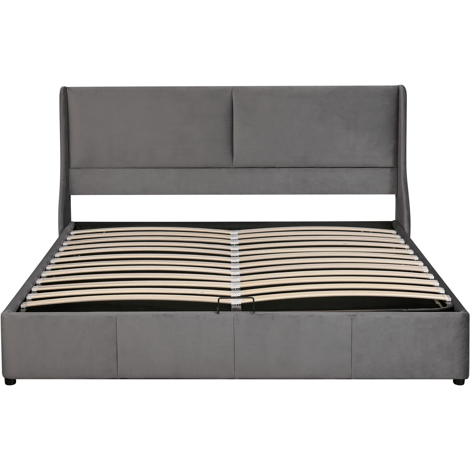 Dolamaní Letto Matrimoniale Contenitore 160x200 Grigio in Velluto