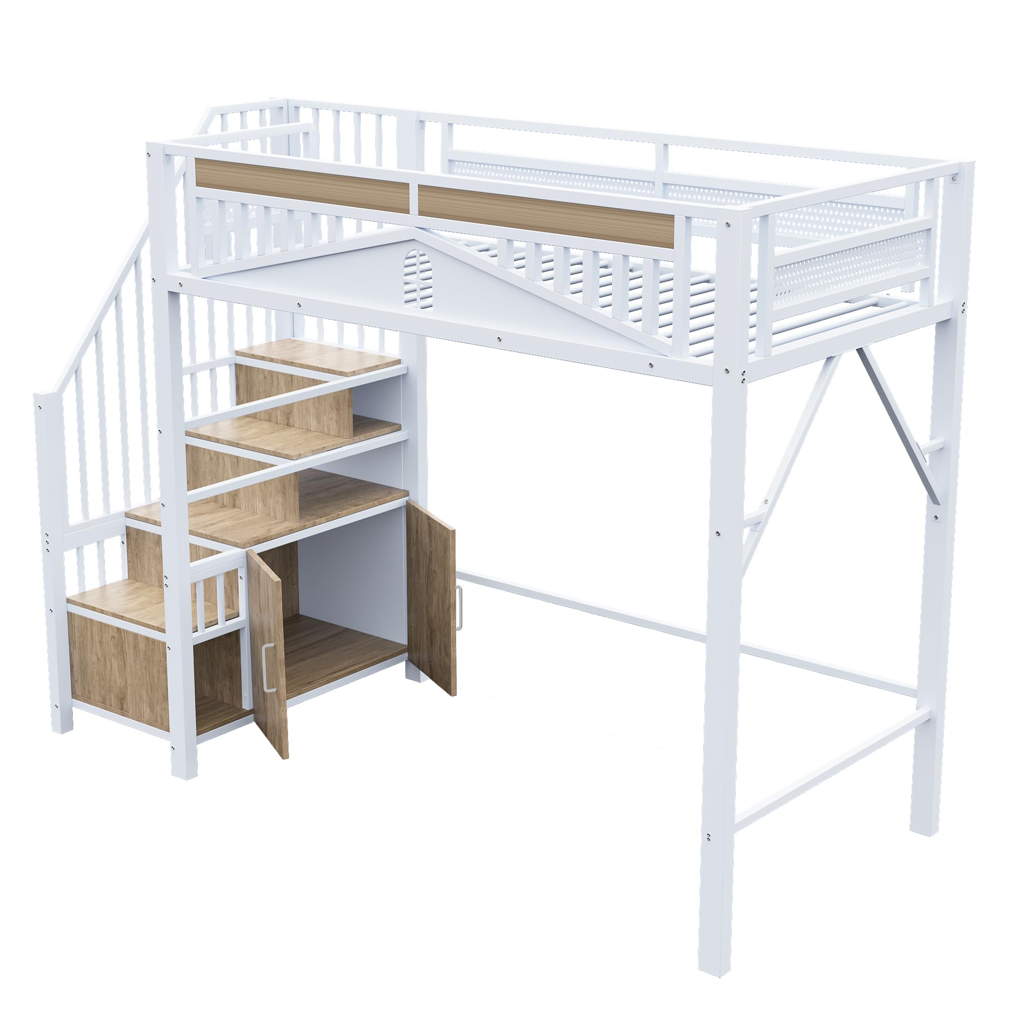 Dolamani Bianco B Letto a Soppalco Metallo 90x200 cm