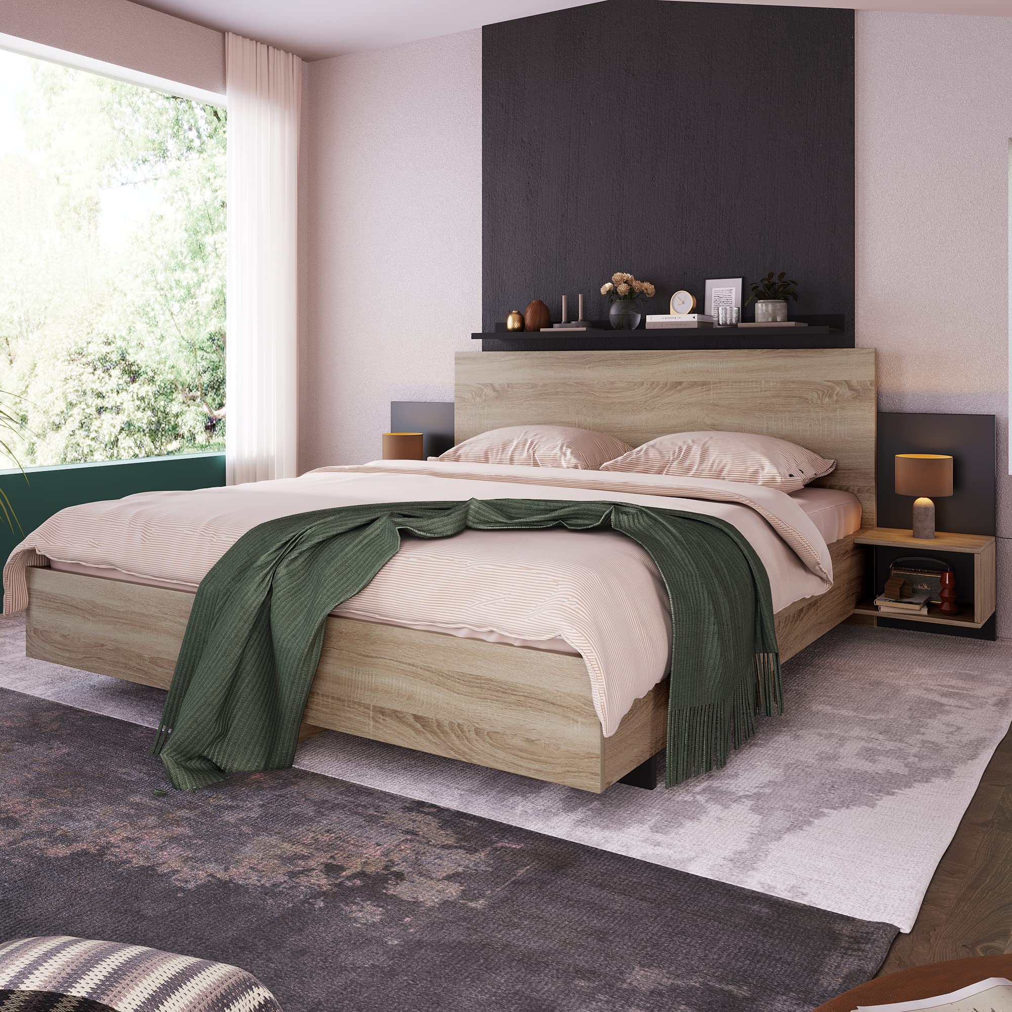 Dolamaní Letto matrimoniale legno 140x200 con comodini