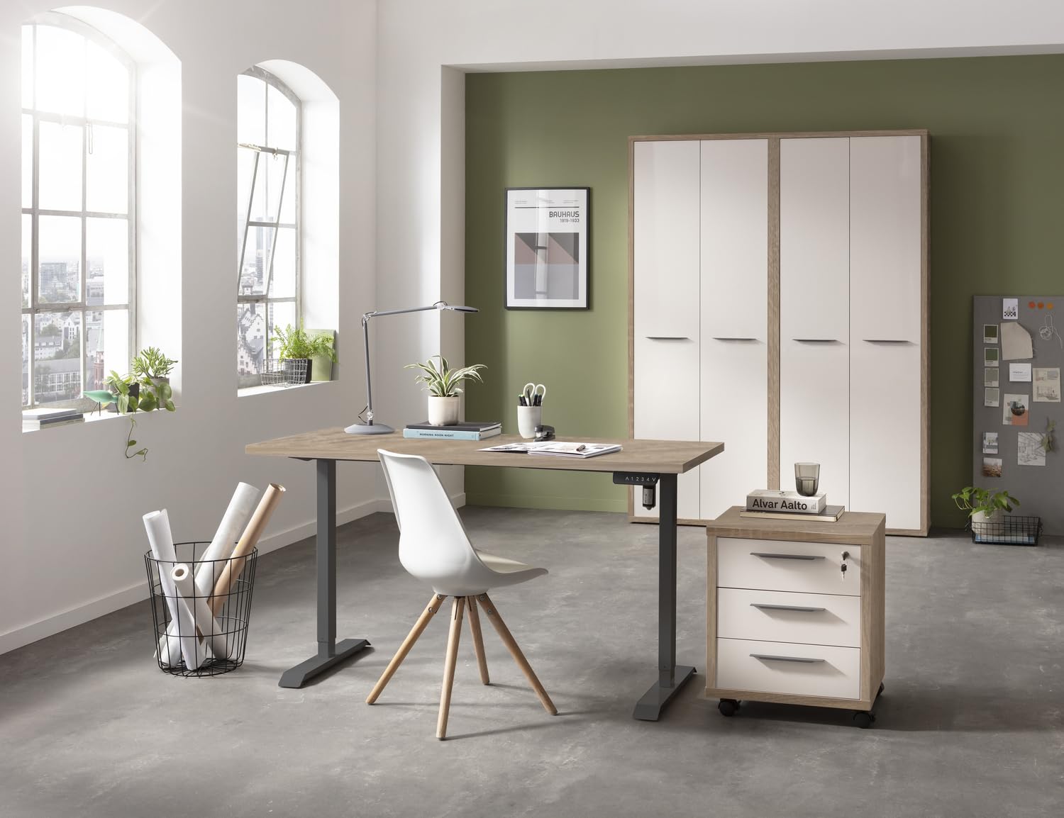Composad Energia scrivania altezza regolabile 150x69 rovere sonoma grigio
