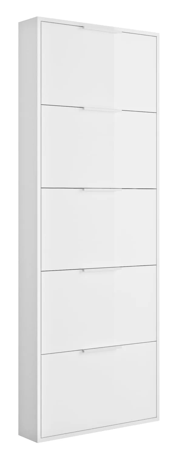 COMPOSAD Espresso scarpiera 5 ribalte bianco laccato slim