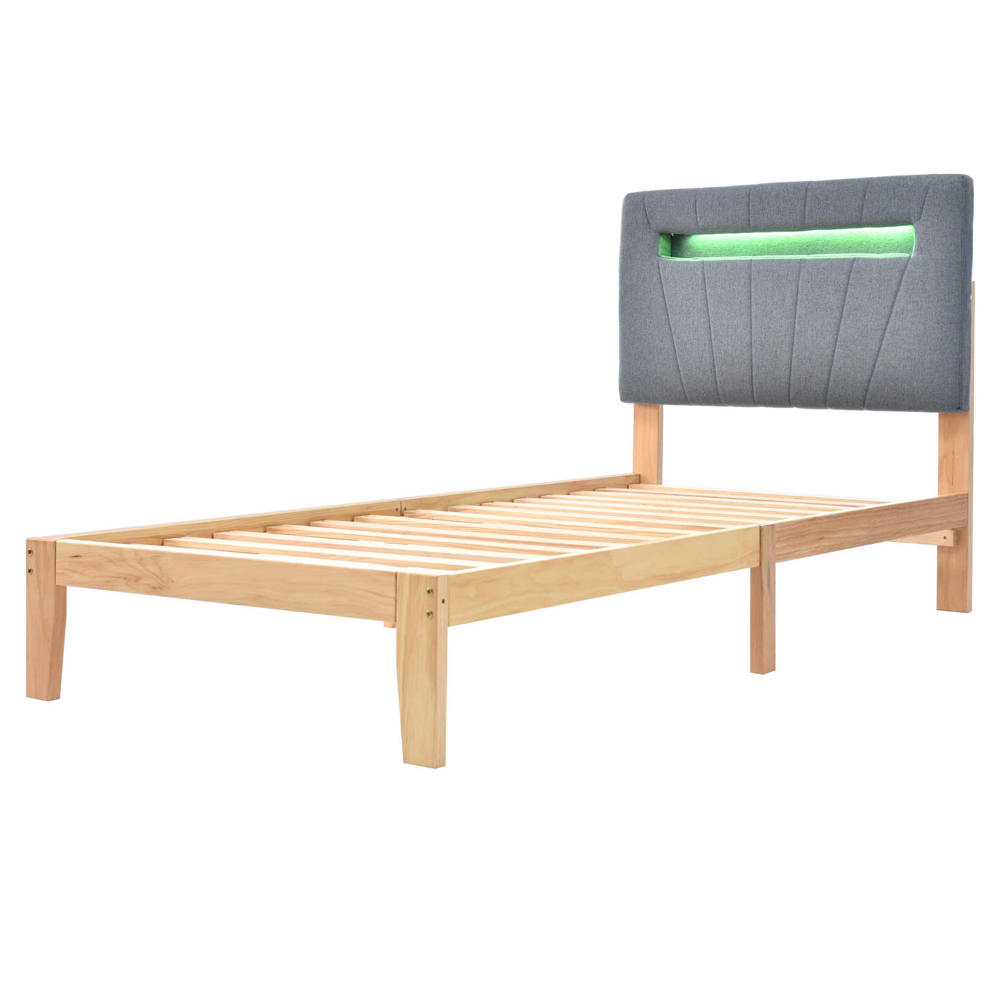 Dolamaní letto singolo 90x200 legno testiera imbottita