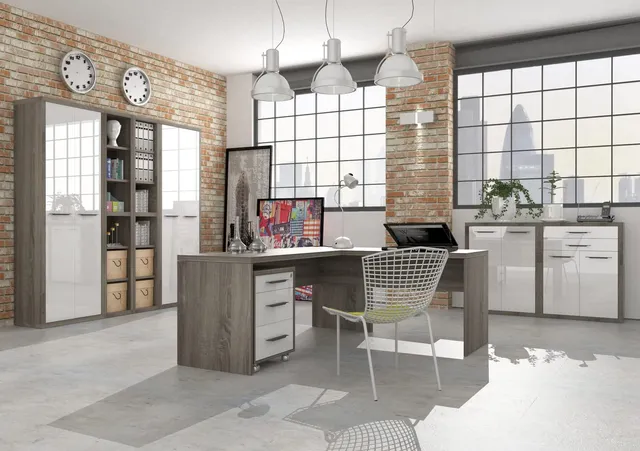 Composad Disegno ufficio completo 8 mobili rovere bianco