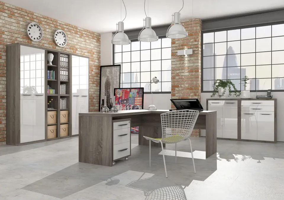 Composad Disegno ufficio completo 8 mobili rovere bianco