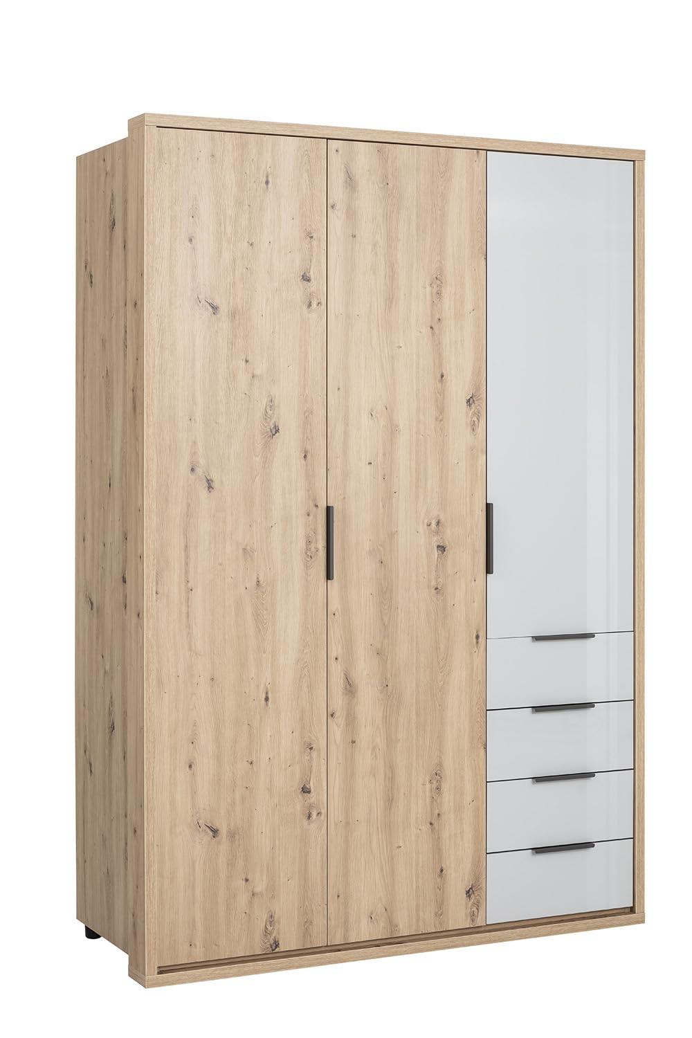 Composad Velata armadio 3 ante 4 cassetti rovere e grigio