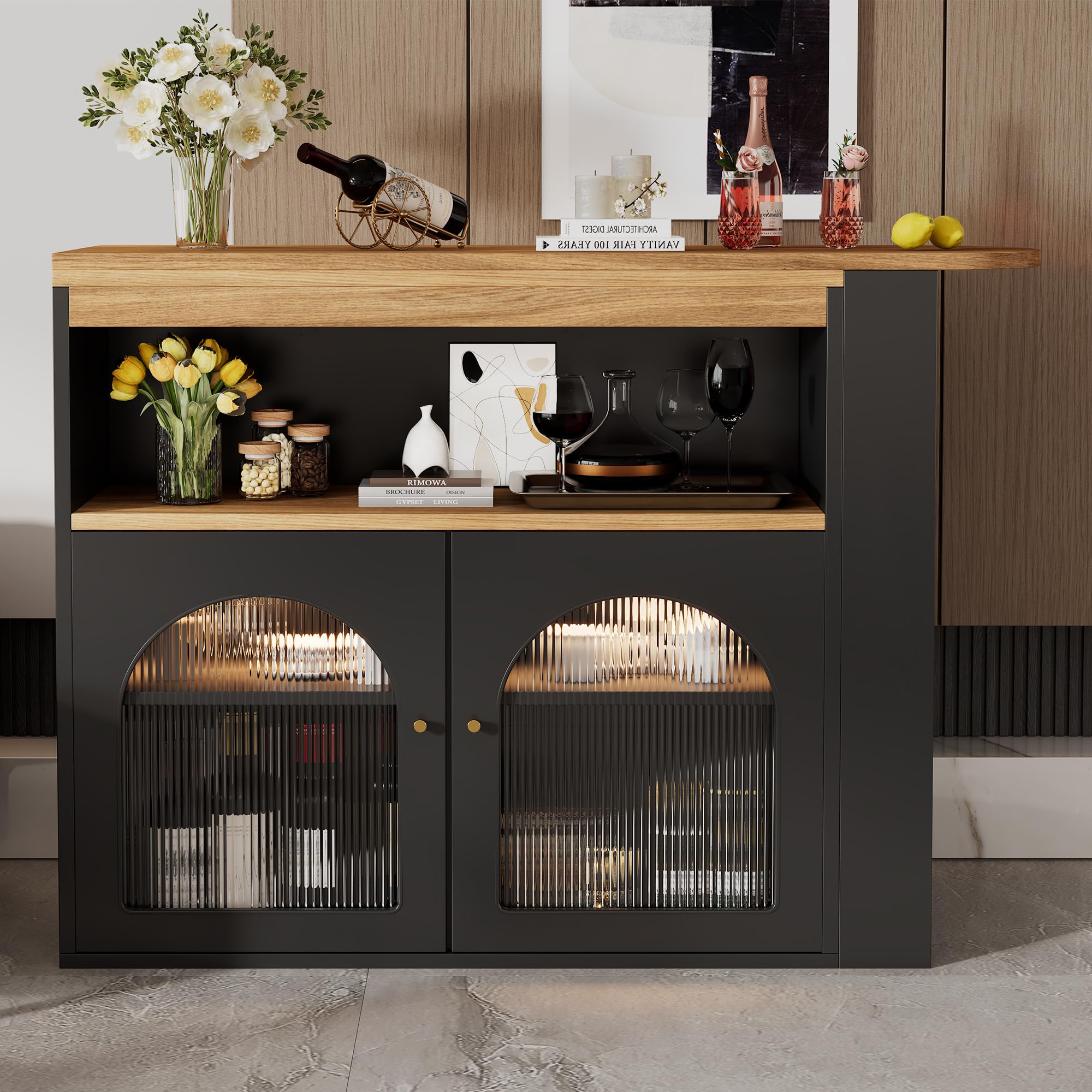 Dolamaní tavolo bar allungabile 138-193 cm nero con LED