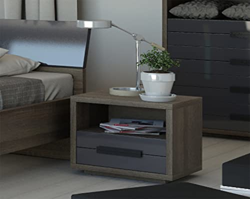 Composad Comodino 1 Cassetto 1 Vano Rovere Grigio 70 cm