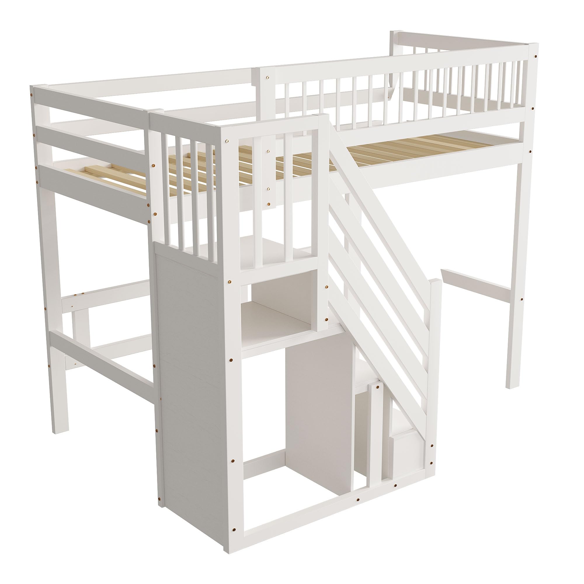 Dolamaní Letto a soppalco 90x200 bianco con scala