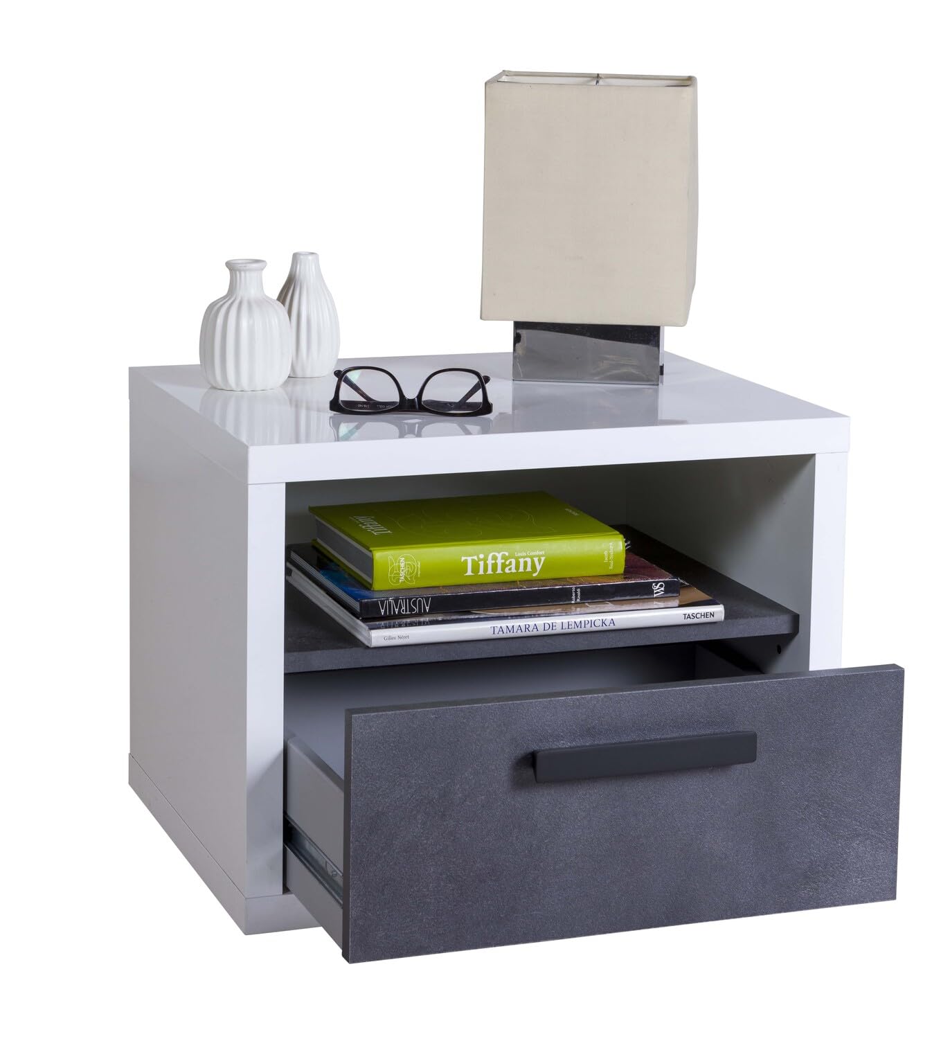 Composad Velata Comodino 1 Cassetto Grigio Tadao Bianco