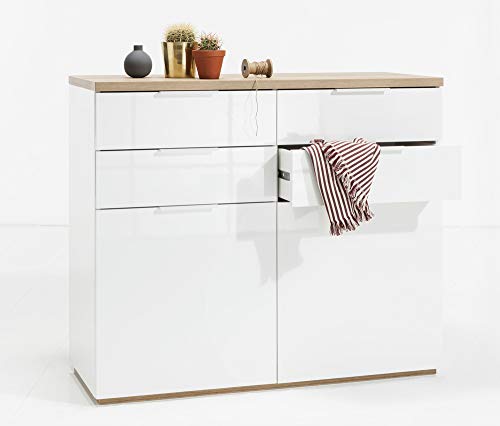 Composad Mundi madia 4 cassetti 2 ante rovere bianco