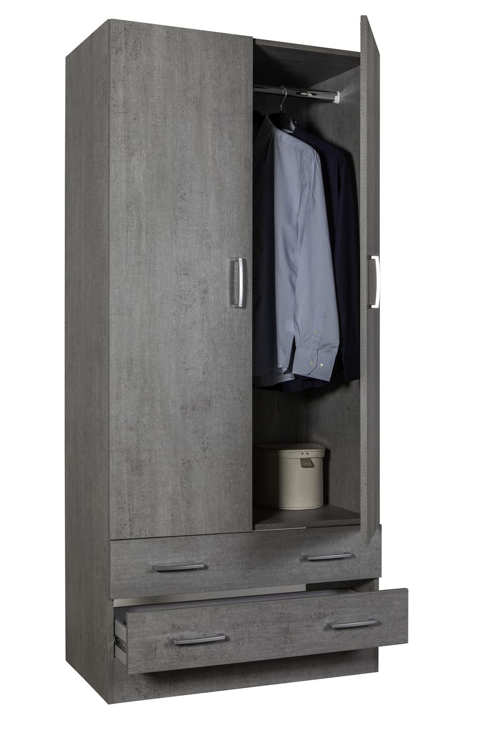 Composad Facile Armadio 2 Ante 2 Cassetti Grigio Cemento