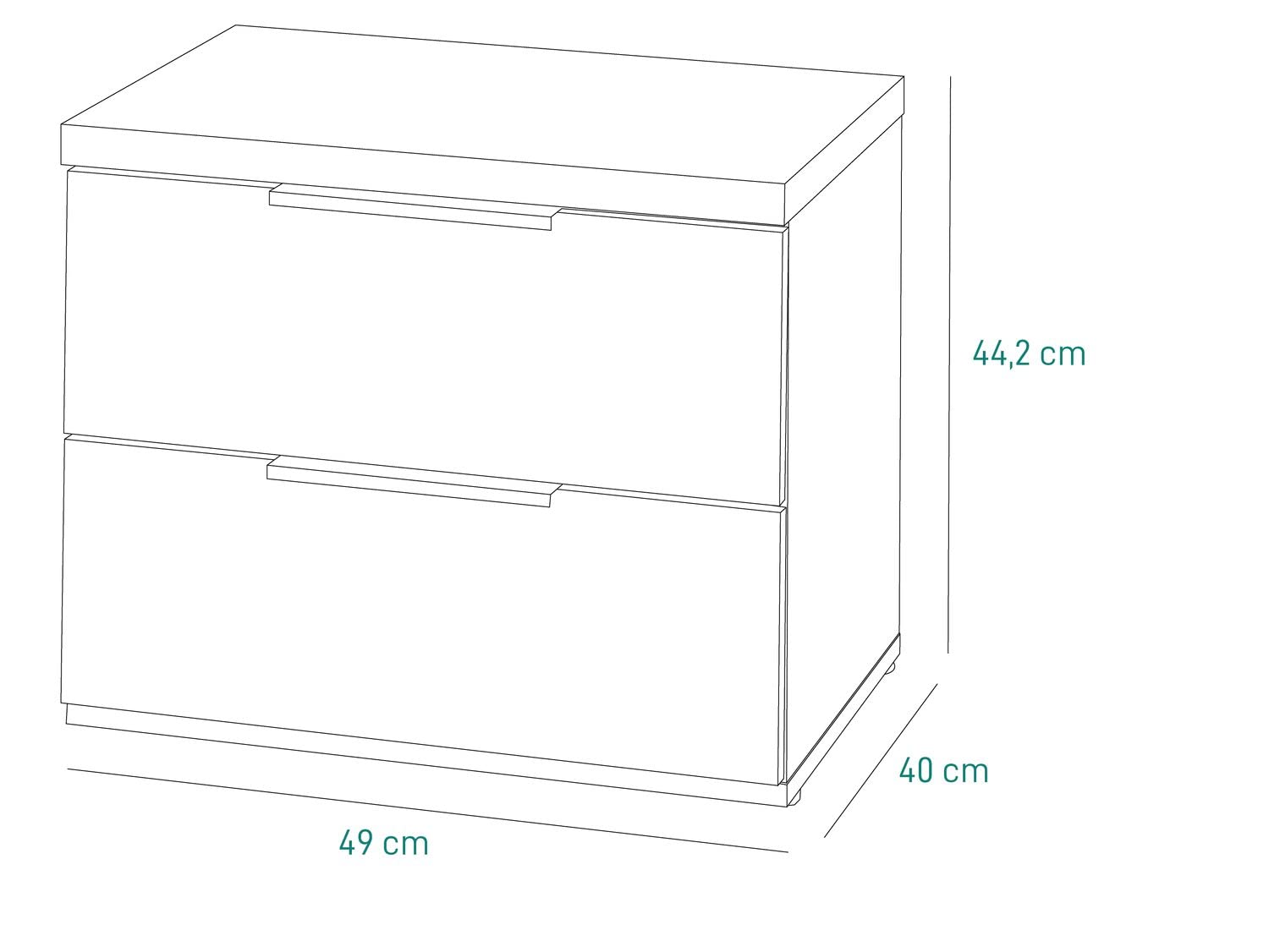 Composad Mundi Bedroom comodino 2 cassetti grigio bianco