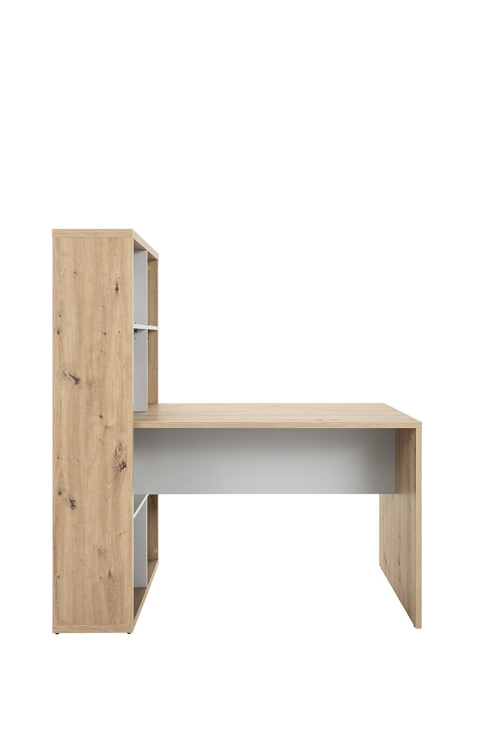 Composad Velata scrivania con libreria rovere miele e grigio