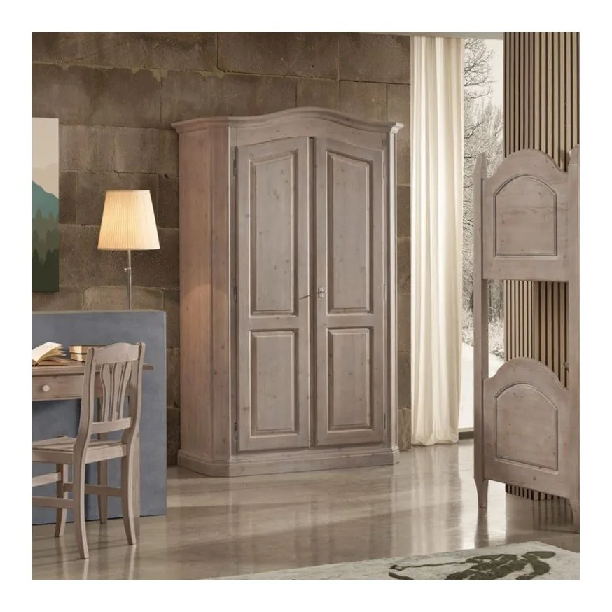 Epocantica Armadio 2 Porte Abete Massello 131 cm con Ripiano