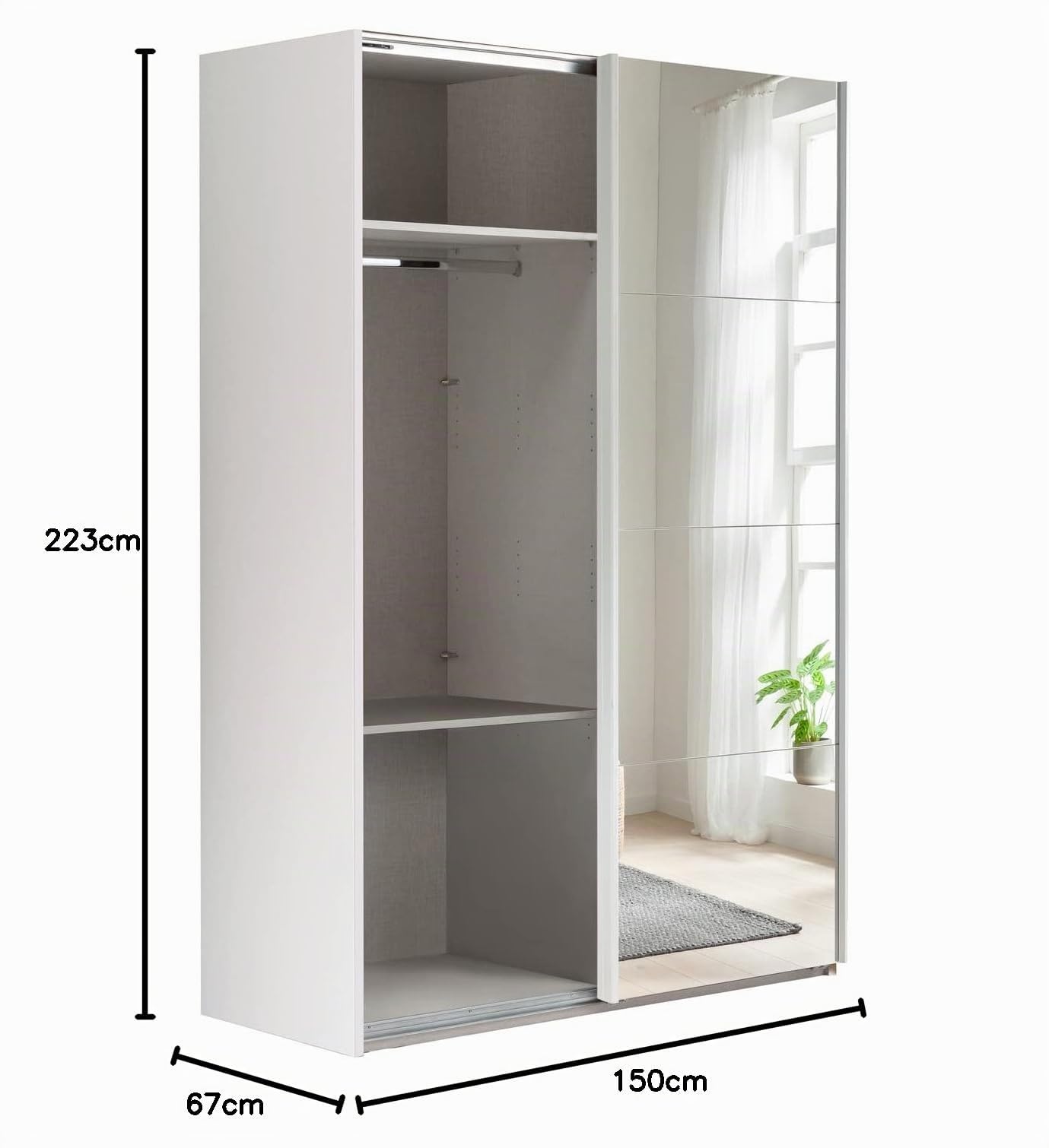 Composad Systema Armadio Scorrevoli 150 cm Bianco con Specchio
