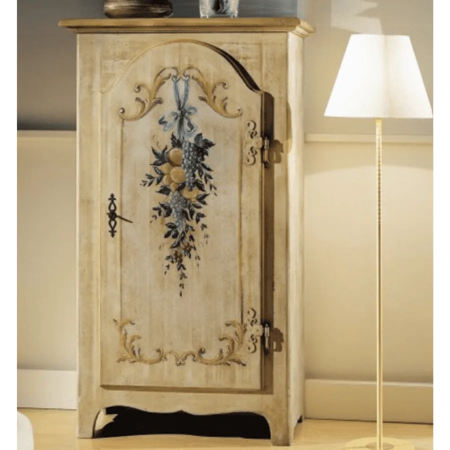 Epocantica Stipo Shabby Anta Curva legno bicolore pelle uovo