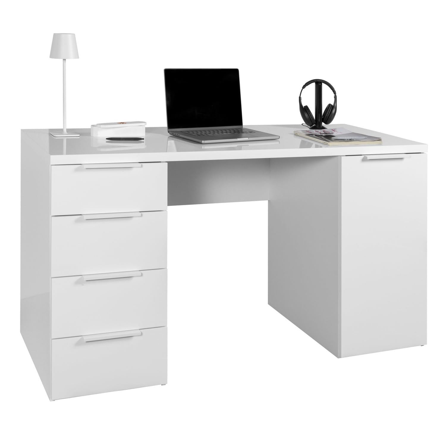 Composad Espresso scrivania 4 cassetti anta bianco 146 cm