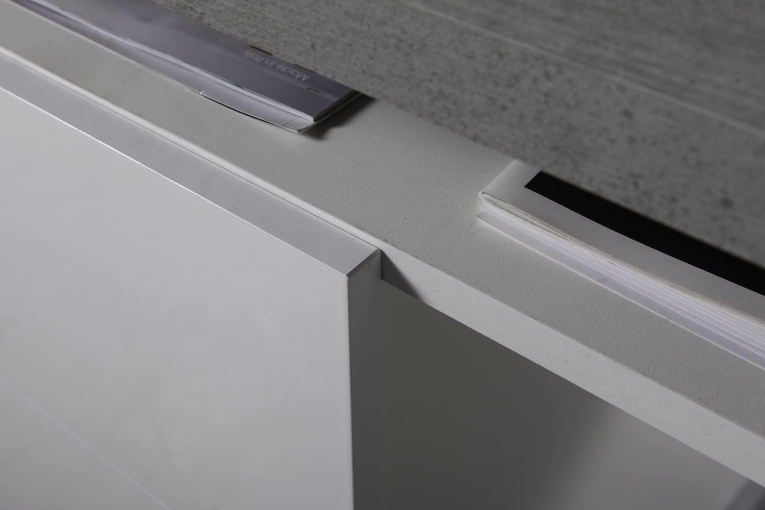 Composad Moneta Scrivania 3 Cassetti Cemento Bianco 110 cm