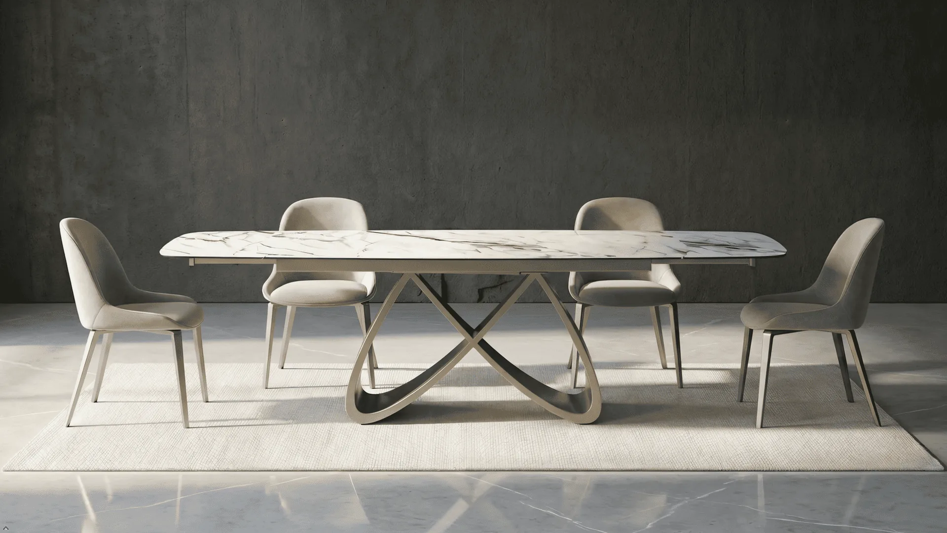 Epocantica Enea Tavolo Allungabile Ceramica Calacatta Ramata 160-240